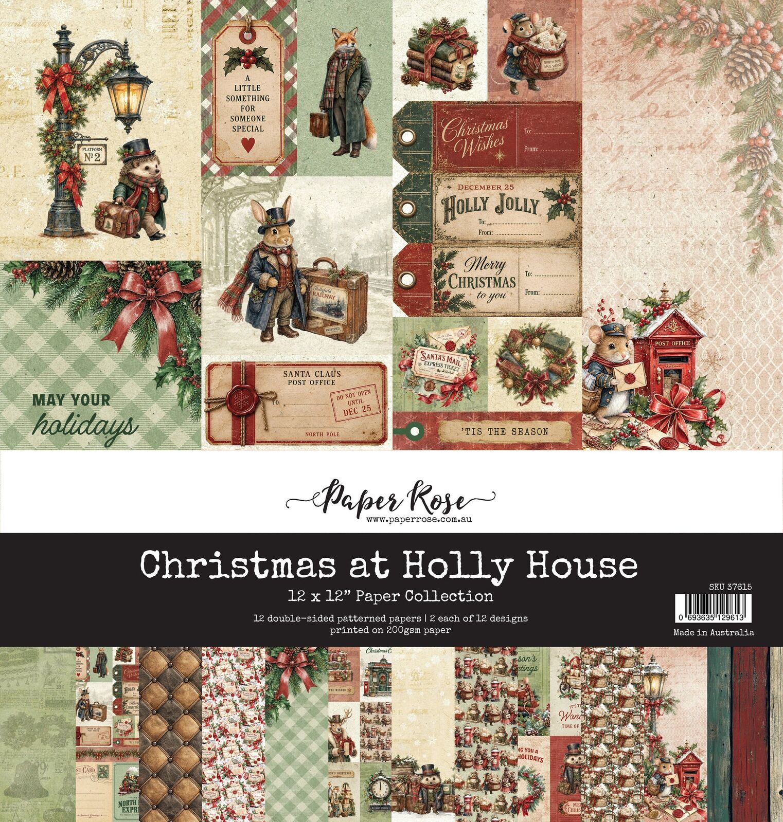 Paper Rose - Christmas at Holly House 12' x 12" Paper Collection