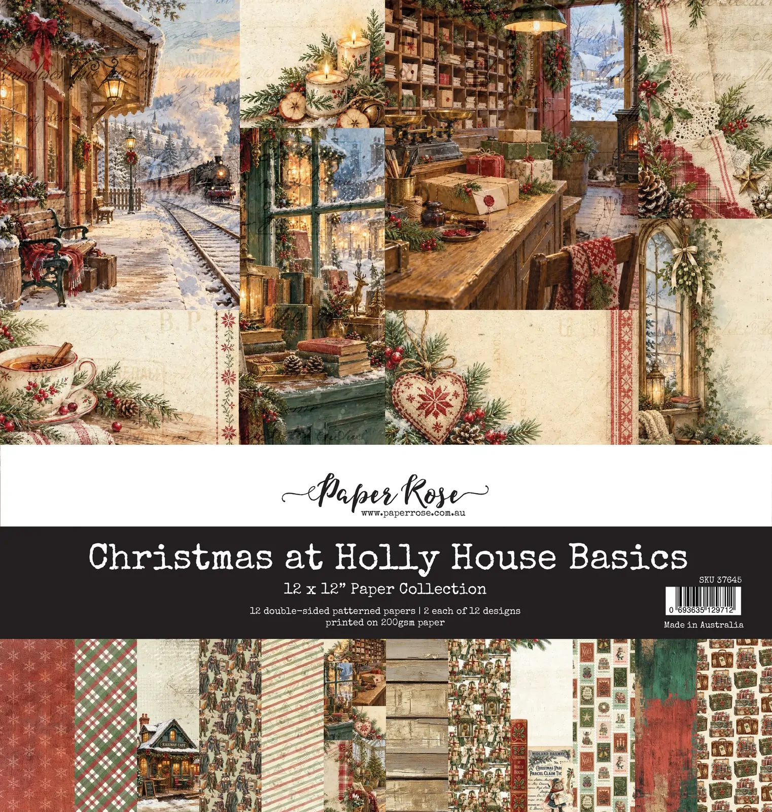 Paper Rose - Christmas at Holly House Basics 12' x 12" Paper Collection