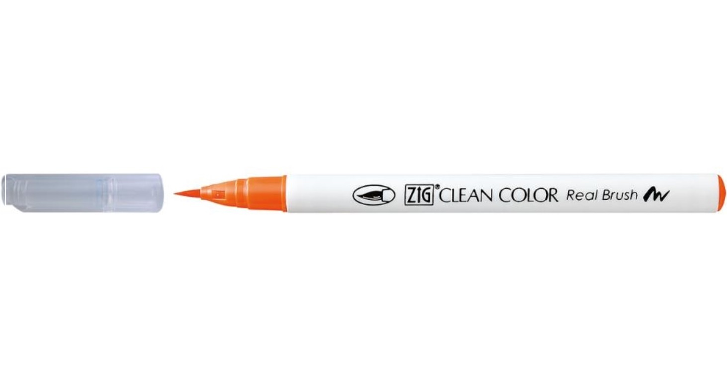 ZIG Clean Color Real Brush Marker Fluorescent Orange