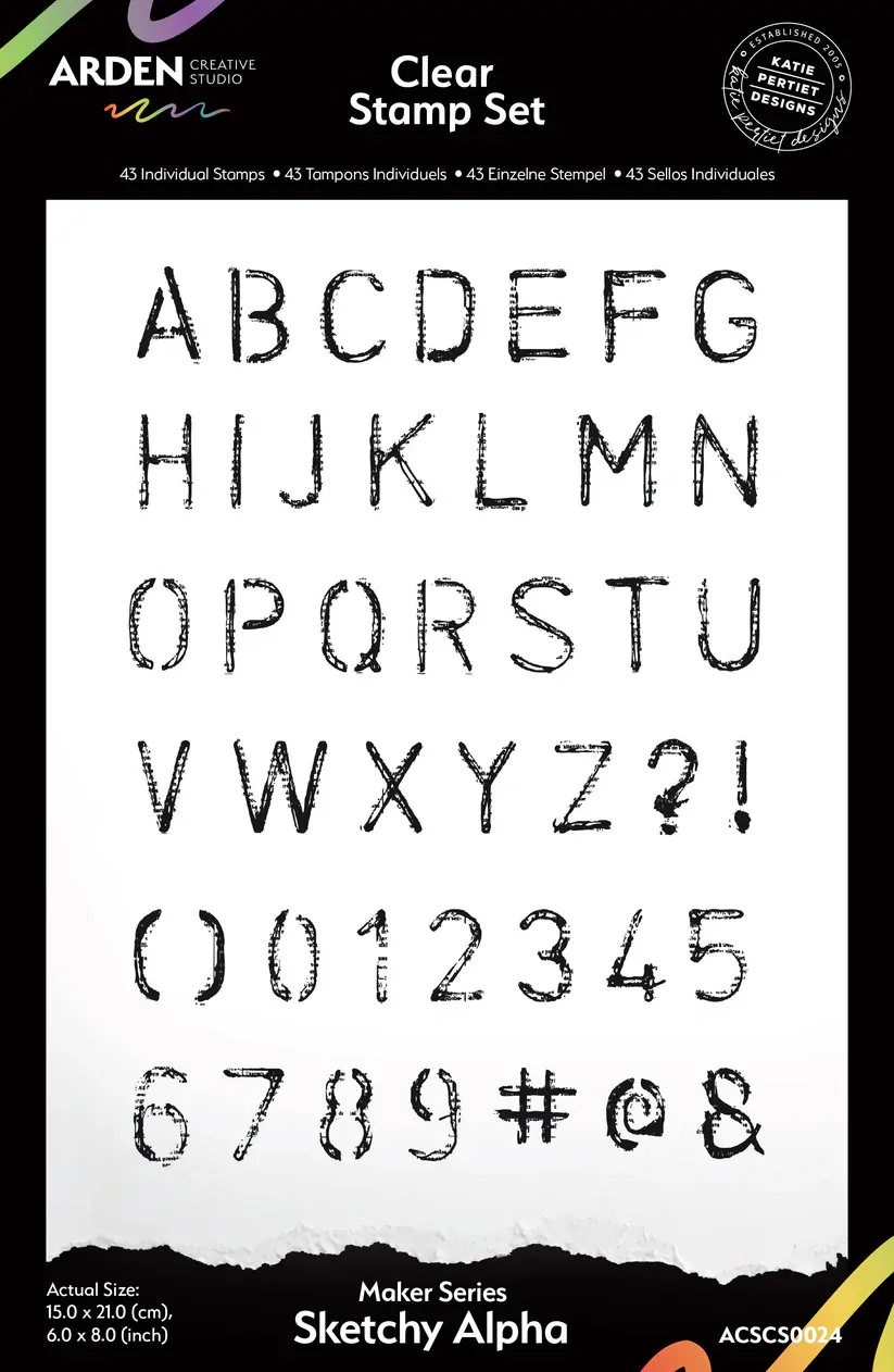 Arden Creative Clear Stamp Set - Maker Series - Sketchy Alpha