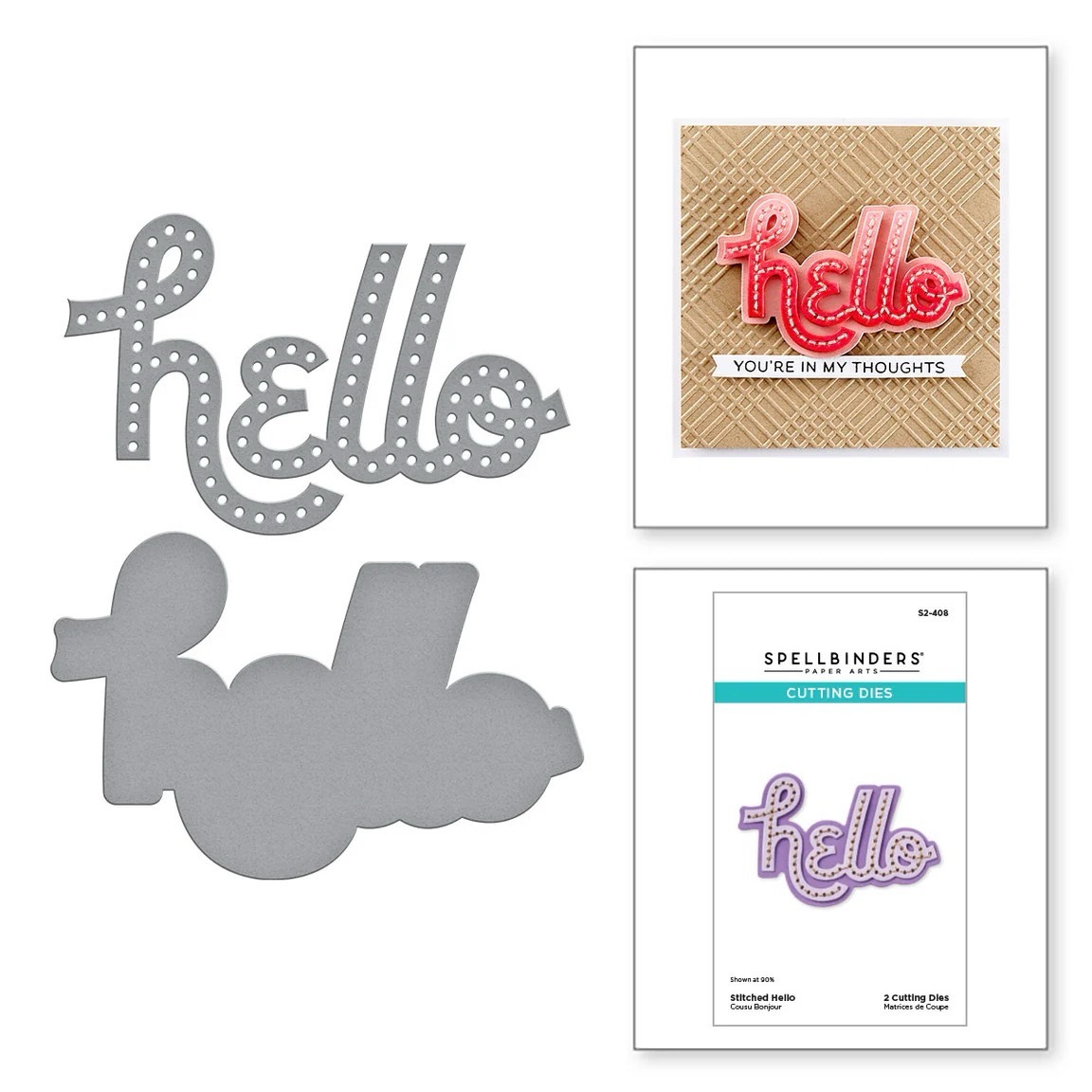 Spellbinders Die Stitched Hello Etched Dies S2-408