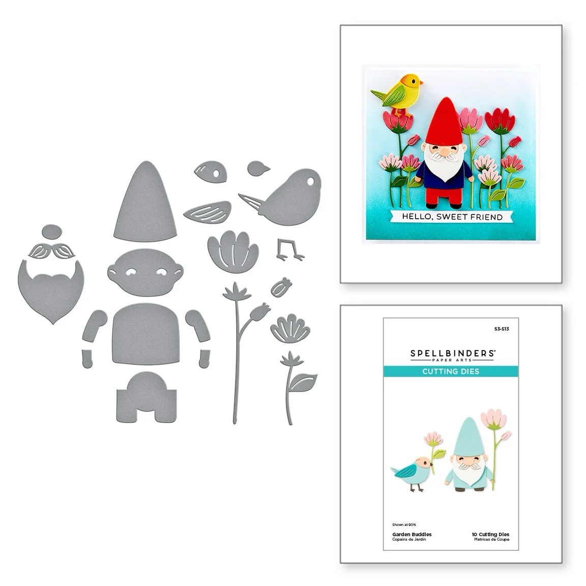 Spellbinders Die Happy Garden Buddies Etched Dies S3-513