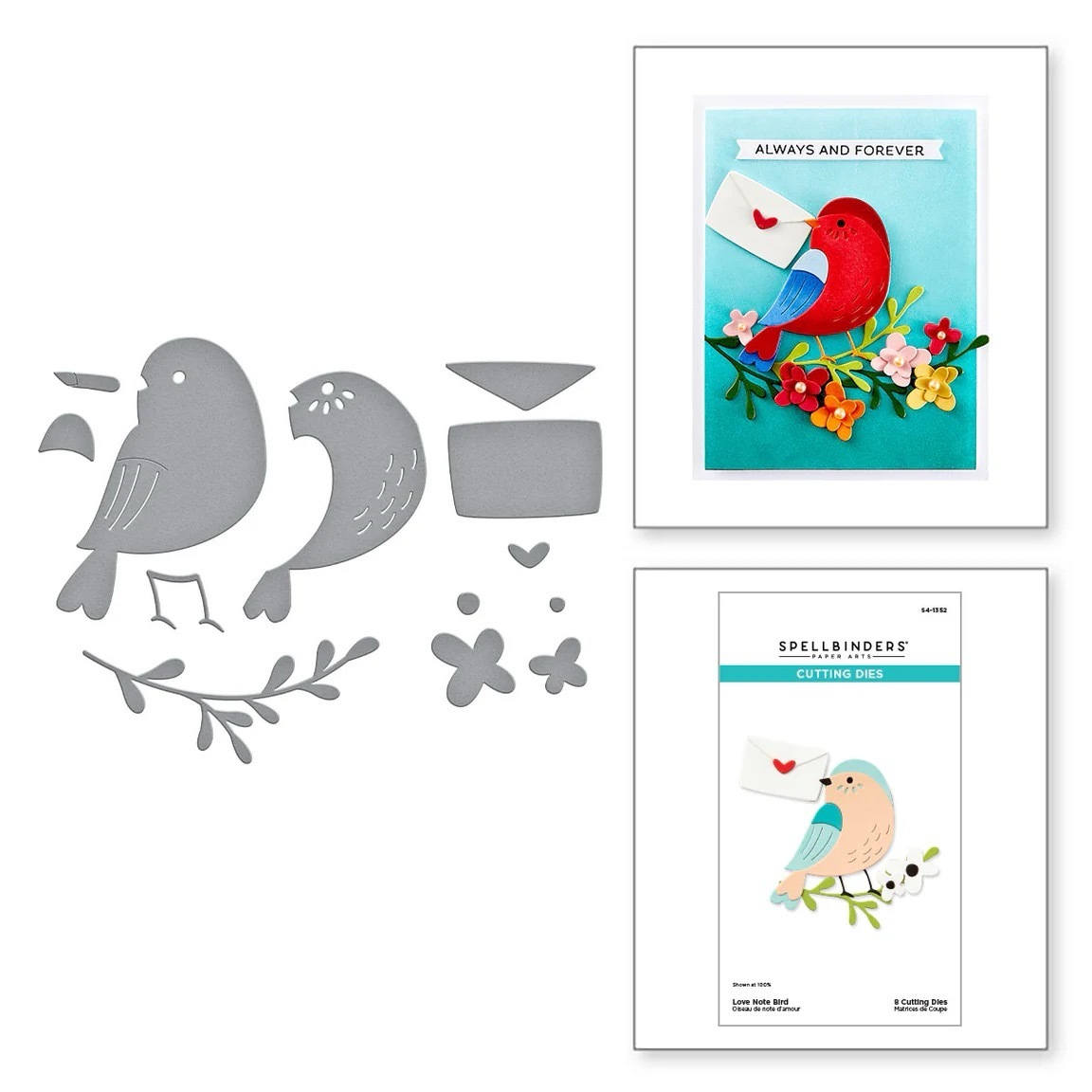 Spellbinders Die Love Note Bird Etched Dies S4-1352