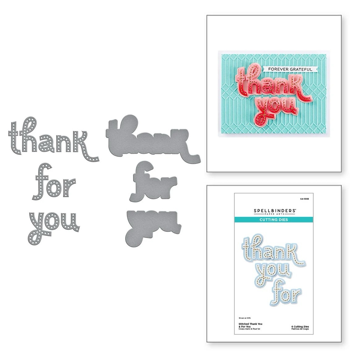Spellbinders Die Stitched Thank You & For You Etched Dies S4-1355