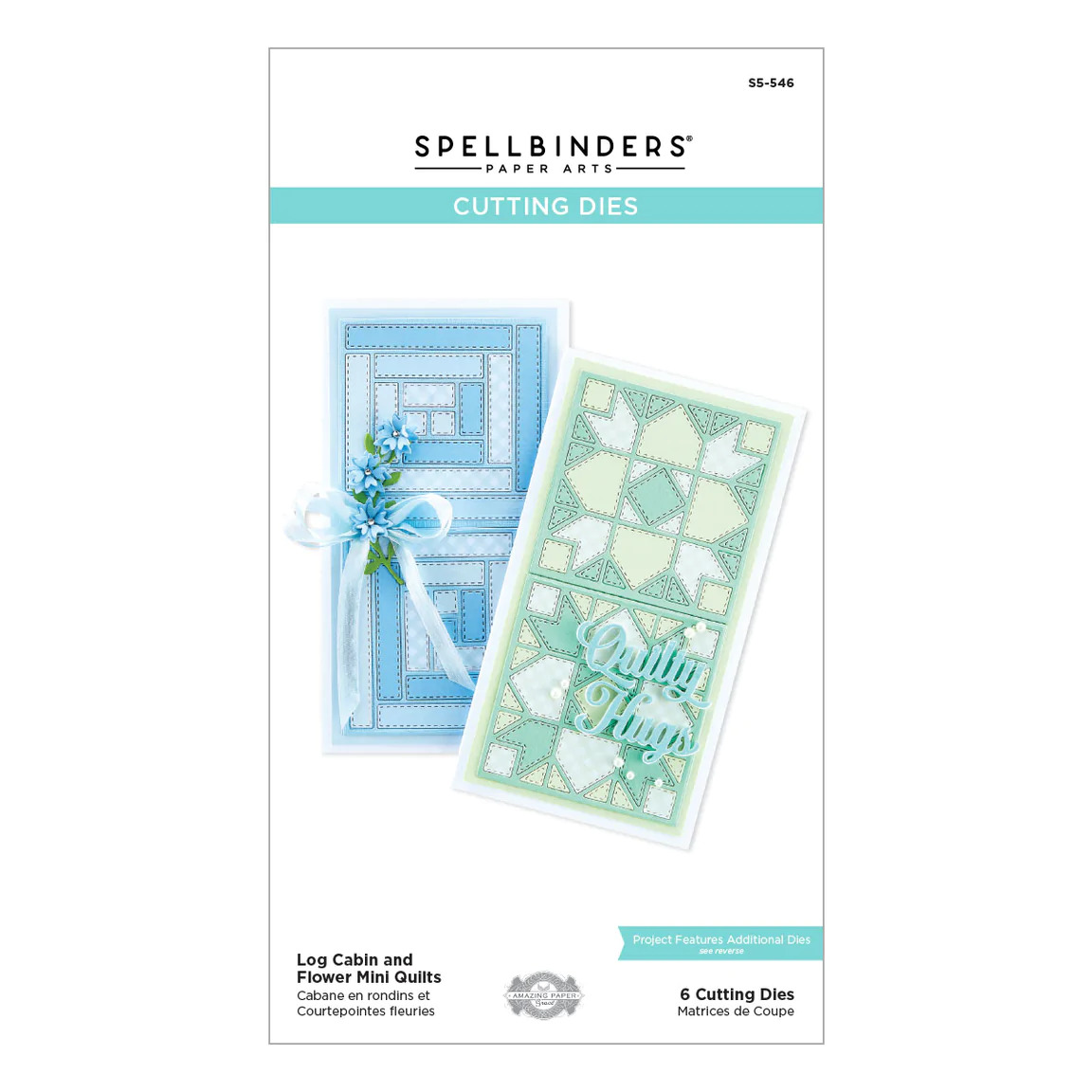 Spellbinders Die Log Cabin and Flower Mini Quilts Etched Dies S5-546