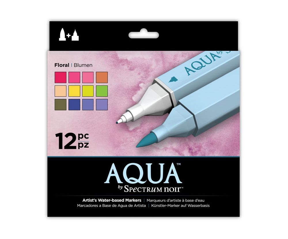 Crafter's Companion Spectrum Noir Aqua Markers 12/Pkg Floral
