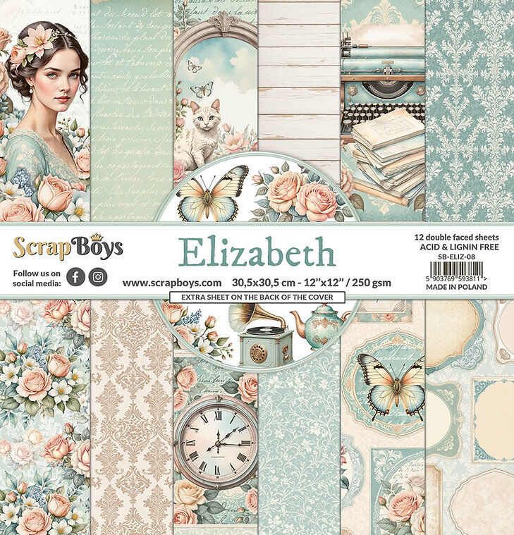 Elizabeth Paper Pad - 12" x 12" (12 Sheets) By Scrap Boys