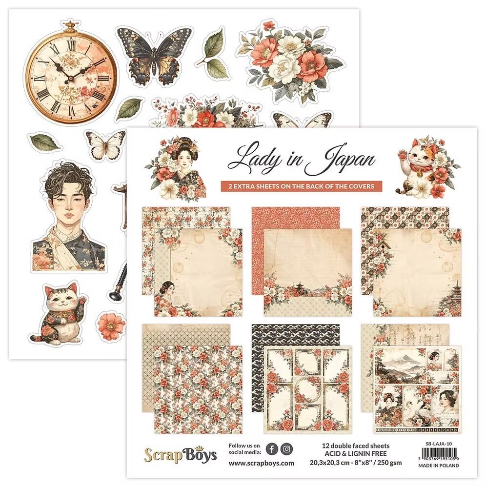 Lady in Japan Paper Pad - 8" x 8" (12 Sheets) By Scrap Boys
