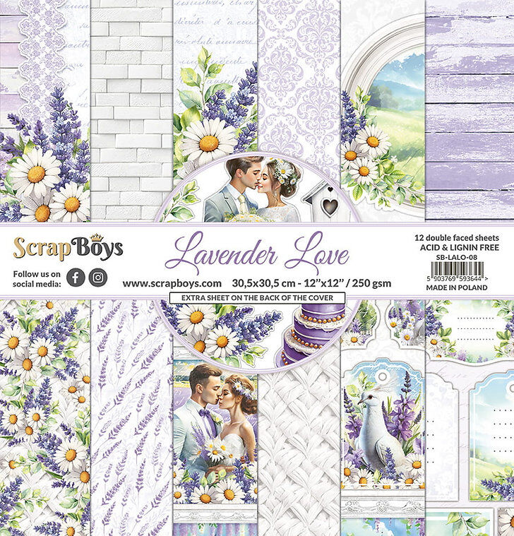Lavender Love Paper Pad - 12" x 12" (12 Sheets) By Scrap Boys