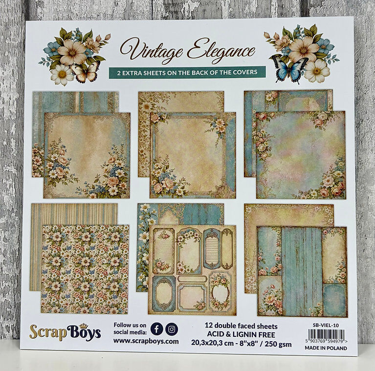 Vintage Elegance Paper Pad - 8" x 8" (12 Sheets) By Scrap Boys
