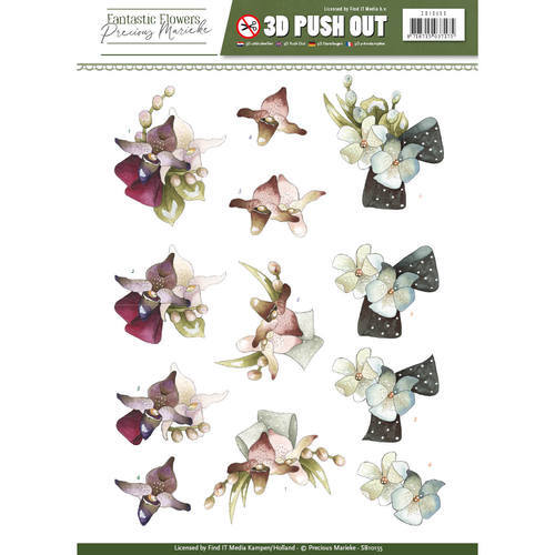 Precious Marieke 3D Decoupage A4 Sheet Fantastic Flowers