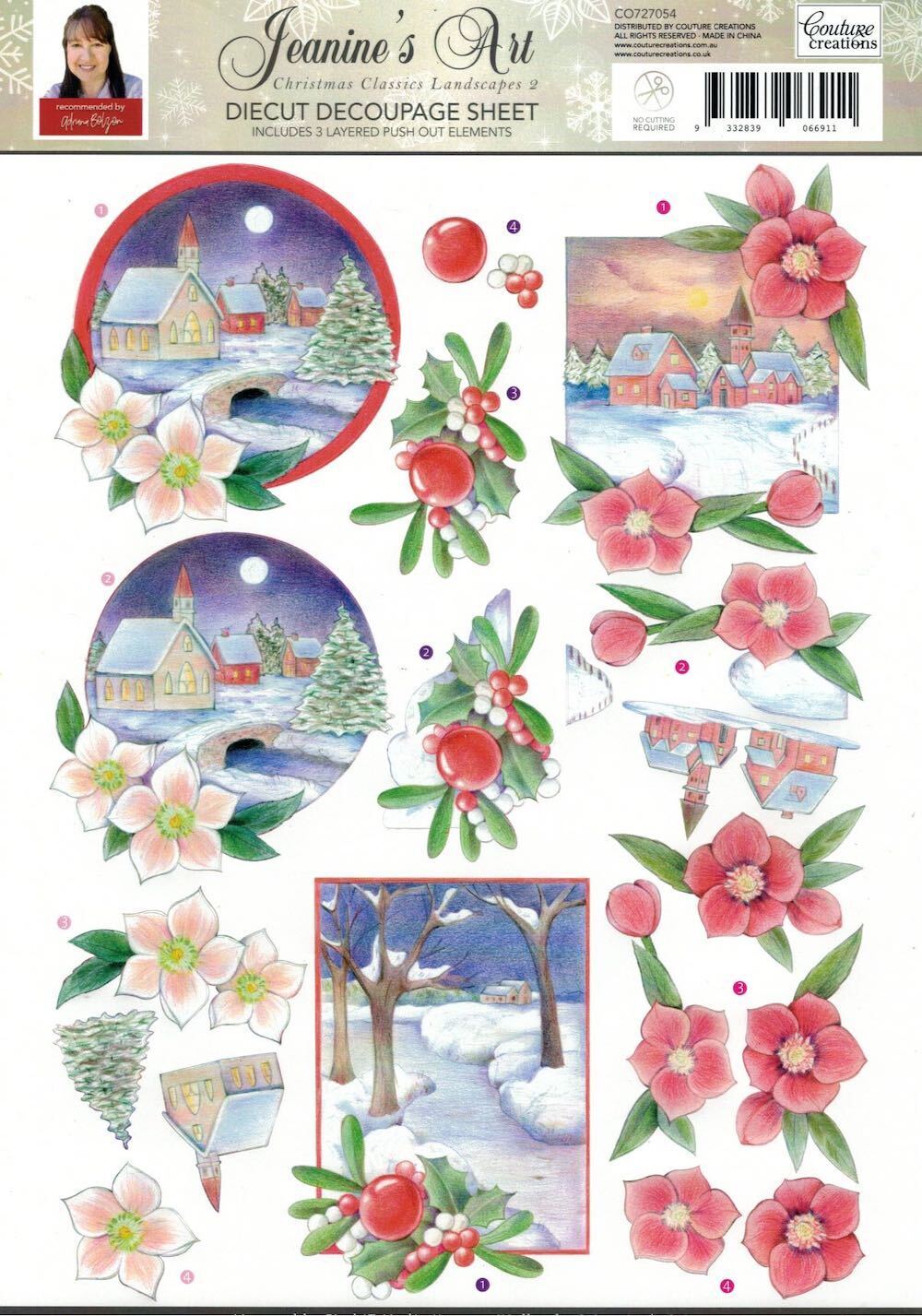 Jeanines Art 3D Decoupage A4 Sheet Christmas Classics Landscape 2