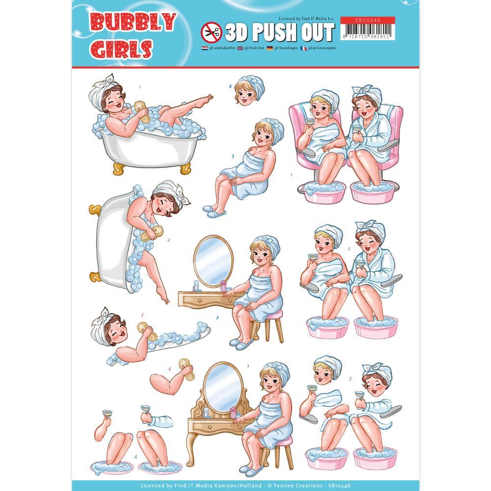 Yvonne Creations 3D Decoupage A4 Sheet Bubbly Girls Bubbly Bath