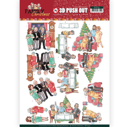 Yvonne Creations 3D Pushout - Family Christmas - Happy Family - SB10392