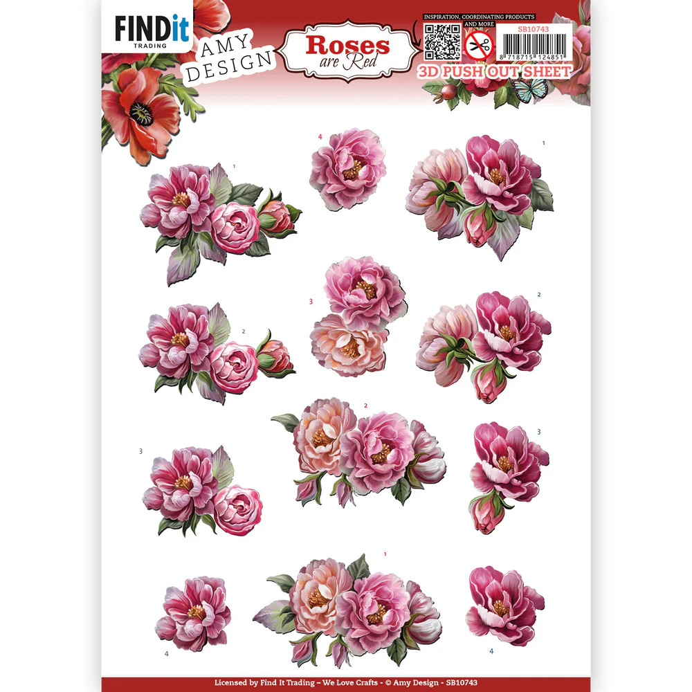 Amy Design 3D Pushout - Roses Are Red - Peonies - SB10743