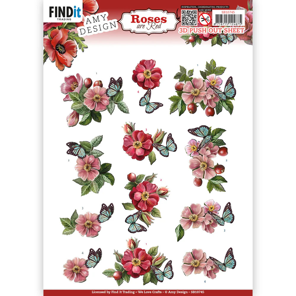 Amy Design 3D Pushout - Roses Are Red - Rose Hip - SB10745