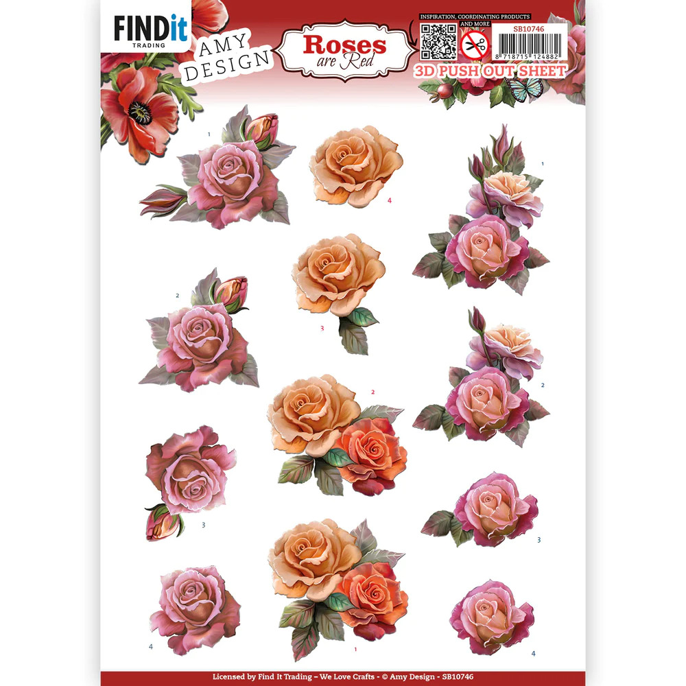 Amy Design 3D Pushout - Roses Are Red - Pink Roses - SB10746