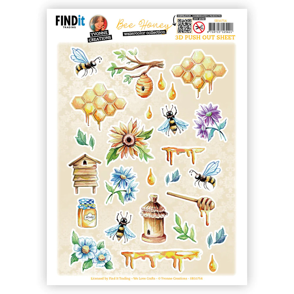 Yvonne Creations 3D Pushout - Bee Honey - Small Elements B - SB10754