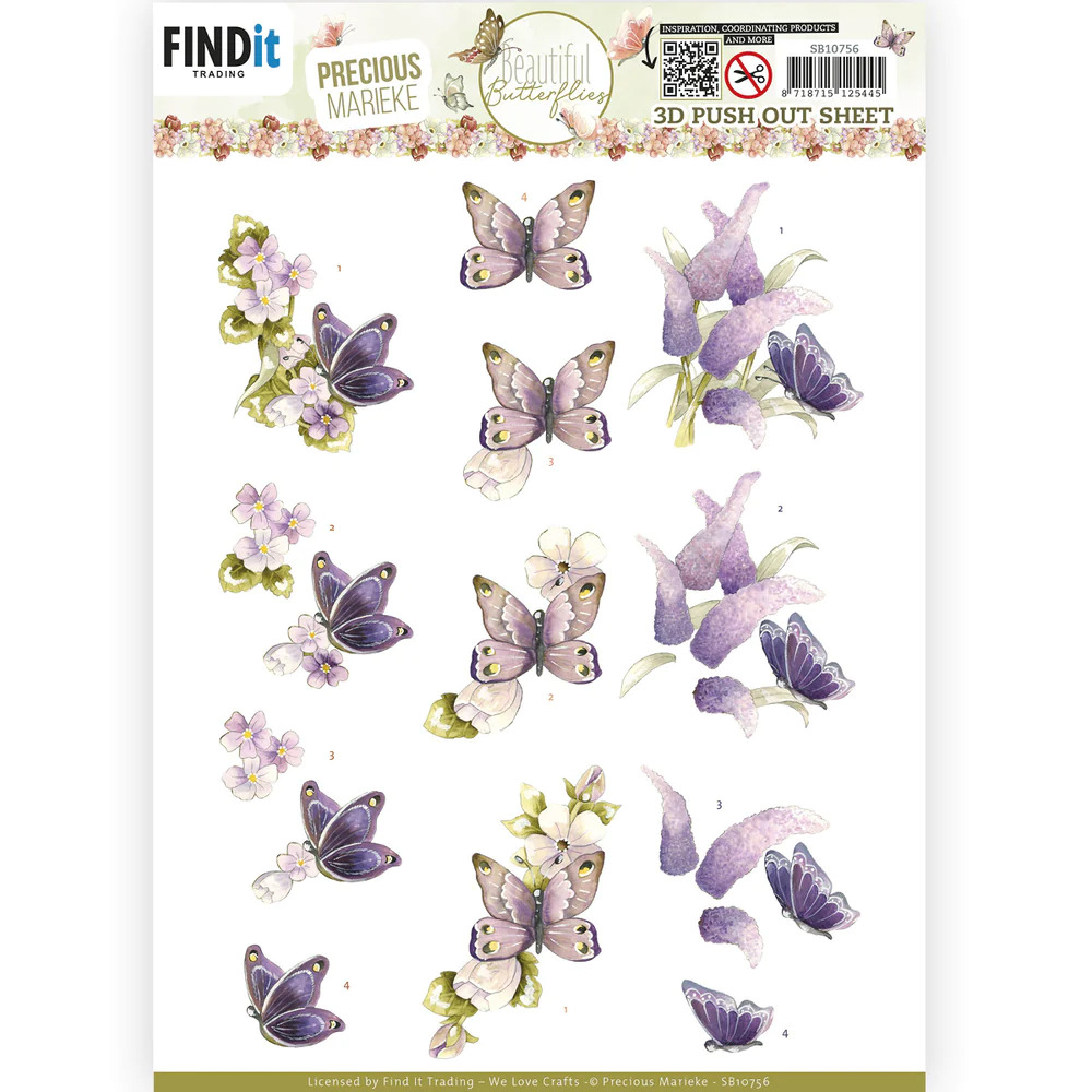 Precious Marieke 3D Pushout - Beautiful Butterfly - Purple - SB10756