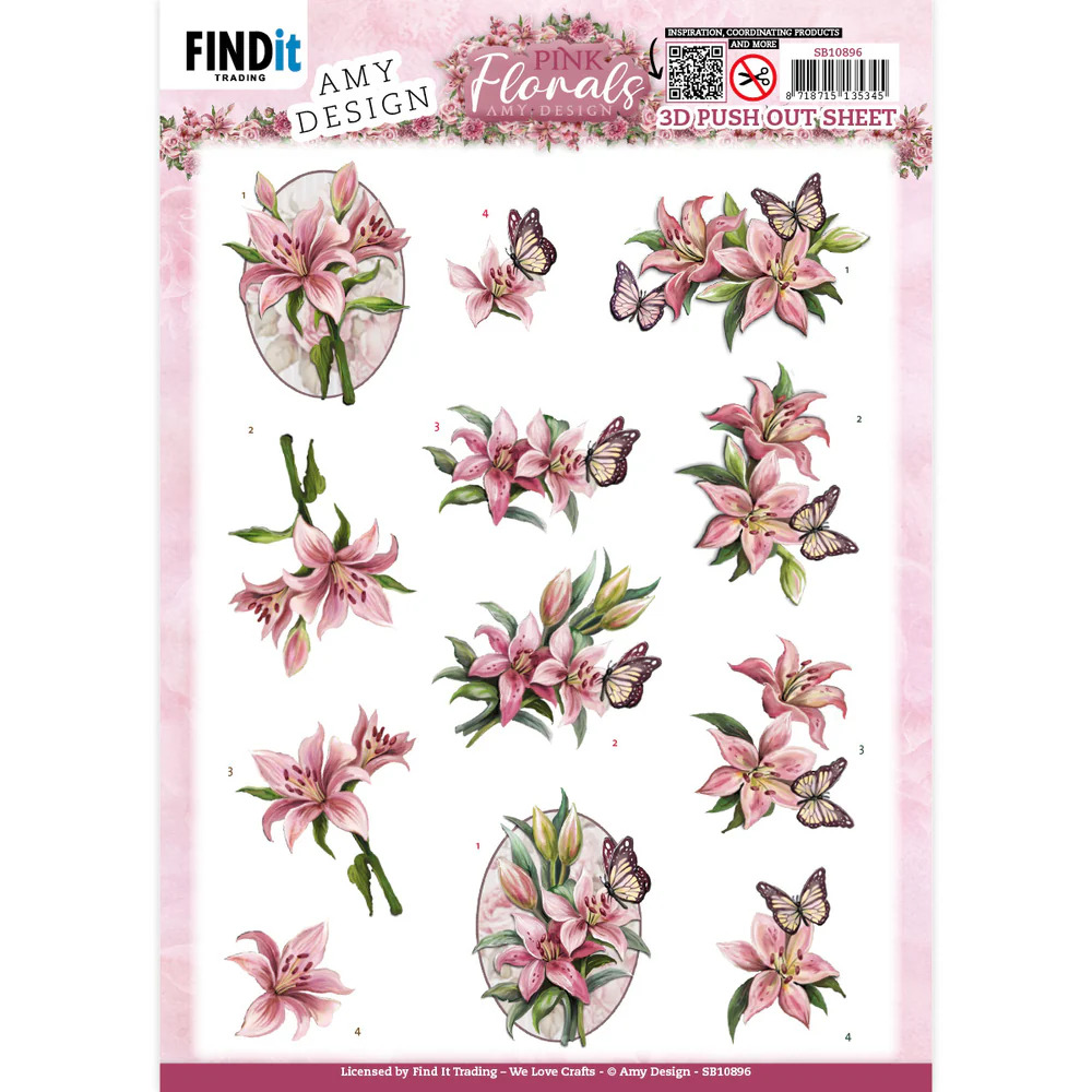 Amy Design 3D Pushout - Pink Florals - Lillies - SB10896