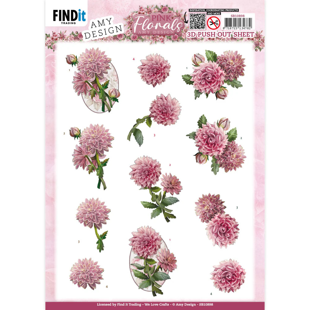 Amy Design 3D Pushout - Pink Florals - Dahlia - SB10898