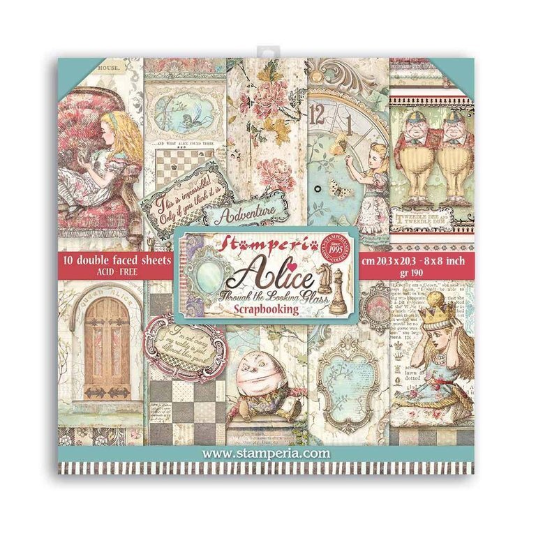 Stamperia Paper Pad 8x8 10/Pkg Alice Through The Looking Glass