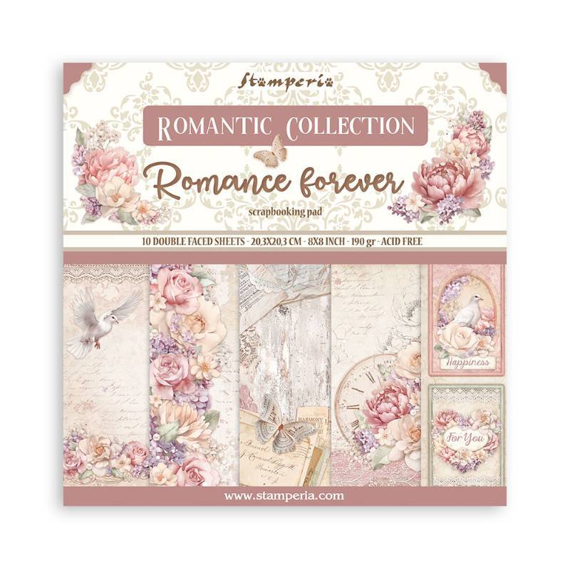 Stamperia Mini Scrapbooking Pad 10 Sheets 20.3cm x 20.3cm (8”x8”) Romance Forever SBBS96