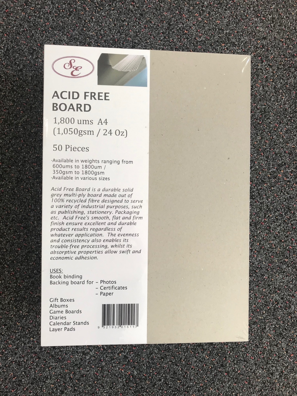 A4 1.8mm Thick Chipboard Single Sheets 1050gsm 1800ums