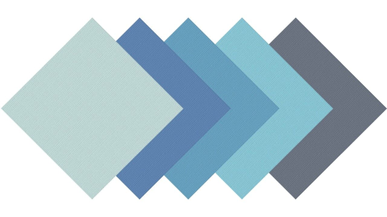 Cardstock Variety Pack - 12 X 12 Blue - 5 x 5 Colours
