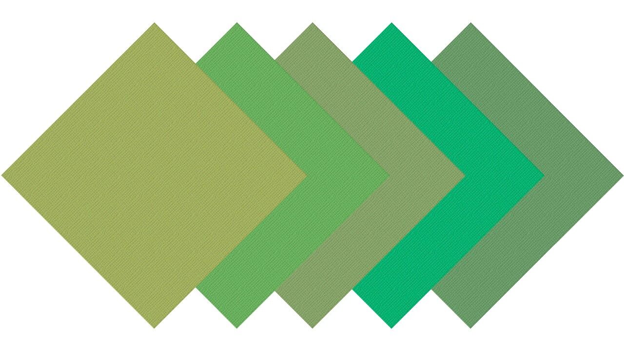 Cardstock Variety Pack - 12 X 12 Green - 5 x 5 Colours
