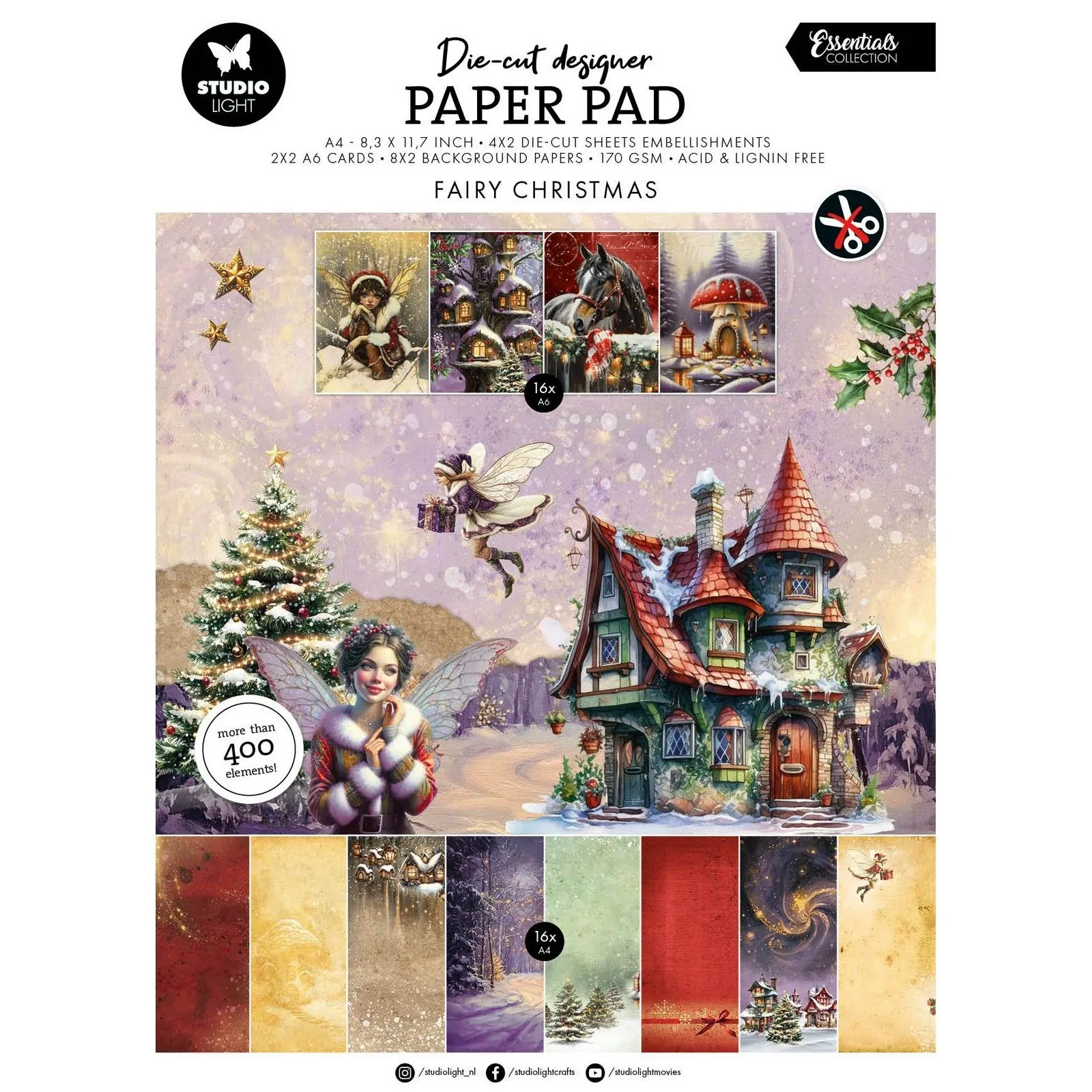 Studio Light • Essentials Die-cut A4 Paper Pad Fairy Christmas