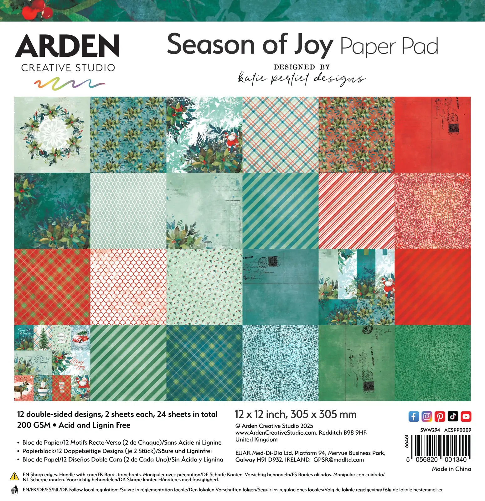 Arden Creative 12 x 12 Paper Pad - Season of Joy