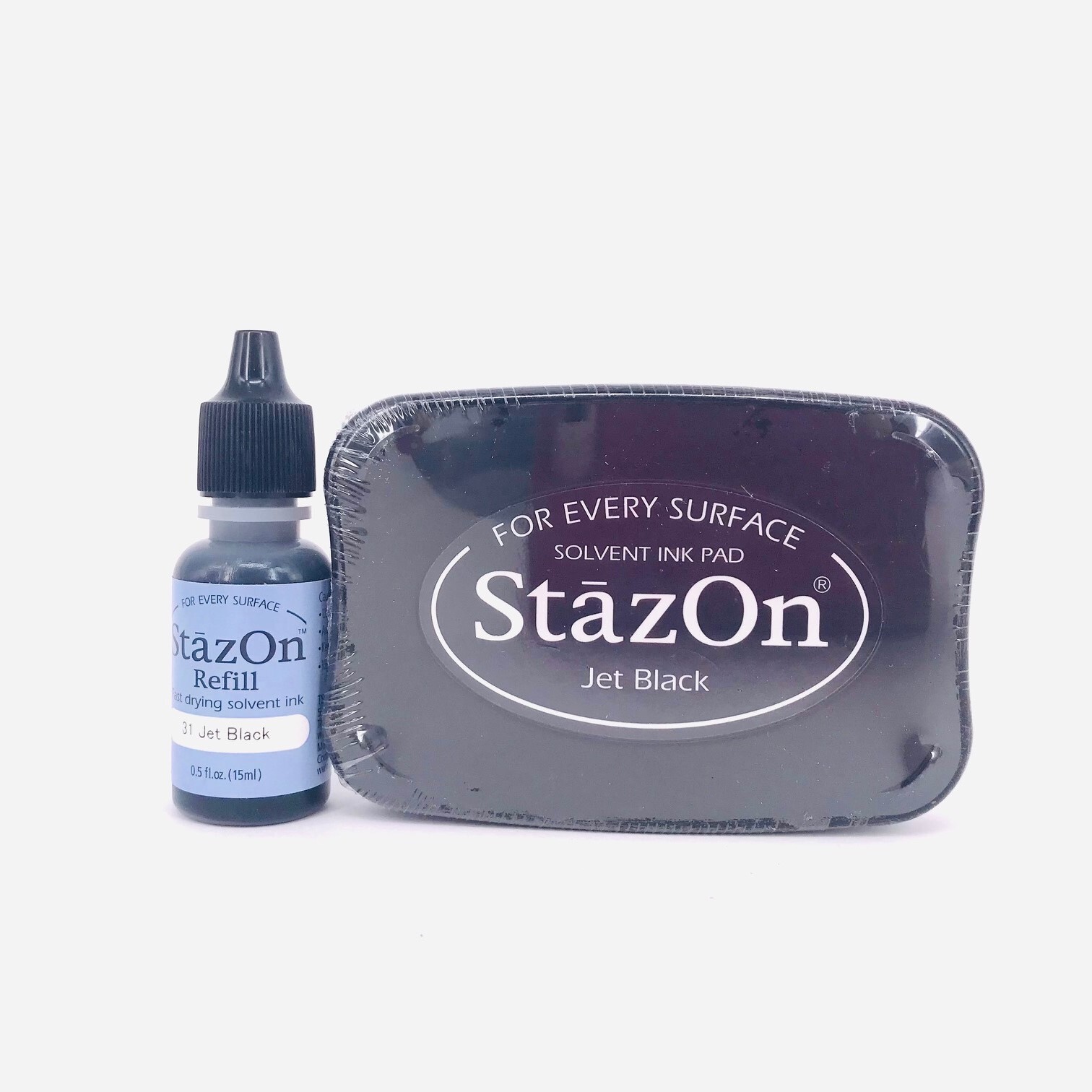 StazOn Ink Pad Jet Black PLUS Reinker Refill