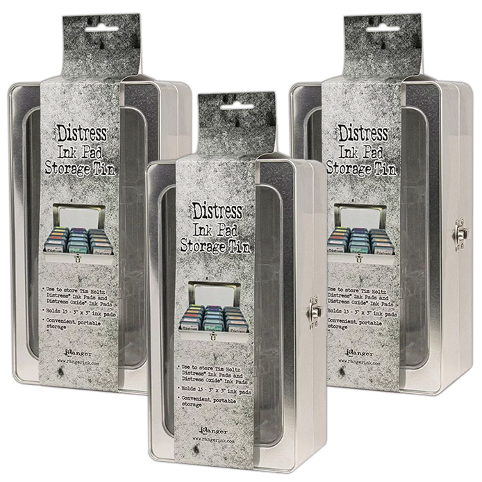 Tim Holtz Distress Oxide Ink Pad Storage Tin 3 Pack Holds 45 Ink Pads