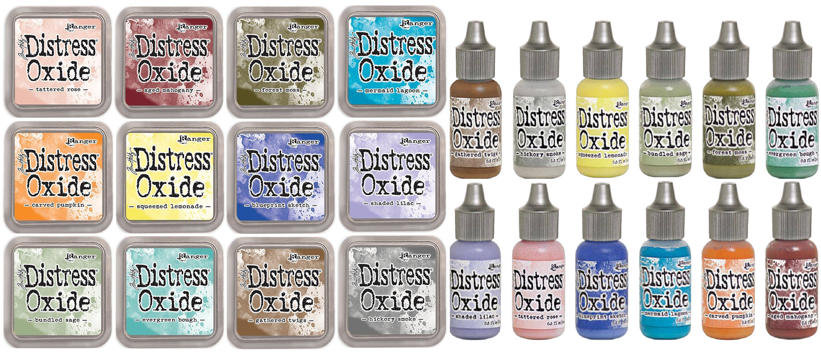 Tim Holtz Distress Oxide Ink Pads And ReInkers 12 Colours Set 3