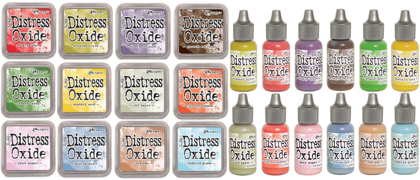 Tim Holtz Distress Oxide Ink Pads And ReInkers 12 Colours Set 4