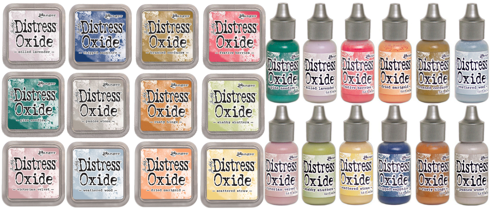 Tim Holtz Distress Oxide Ink Pads And ReInkers 12 Colours Set 5