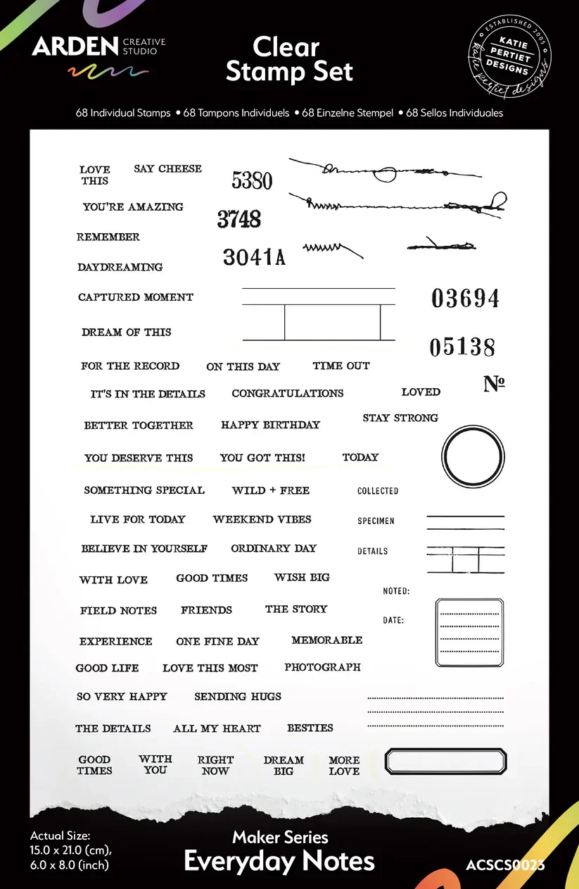 Arden Creative Clear Stamp Set - Maker Series - Everyday Notes