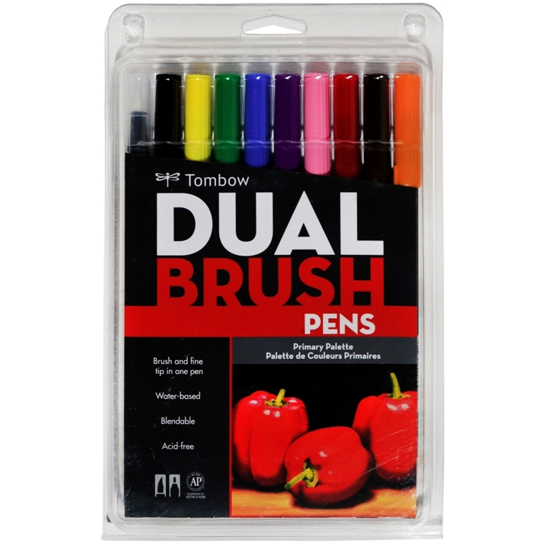 Tombow Dual Brush Pen 10pk Primary 56167