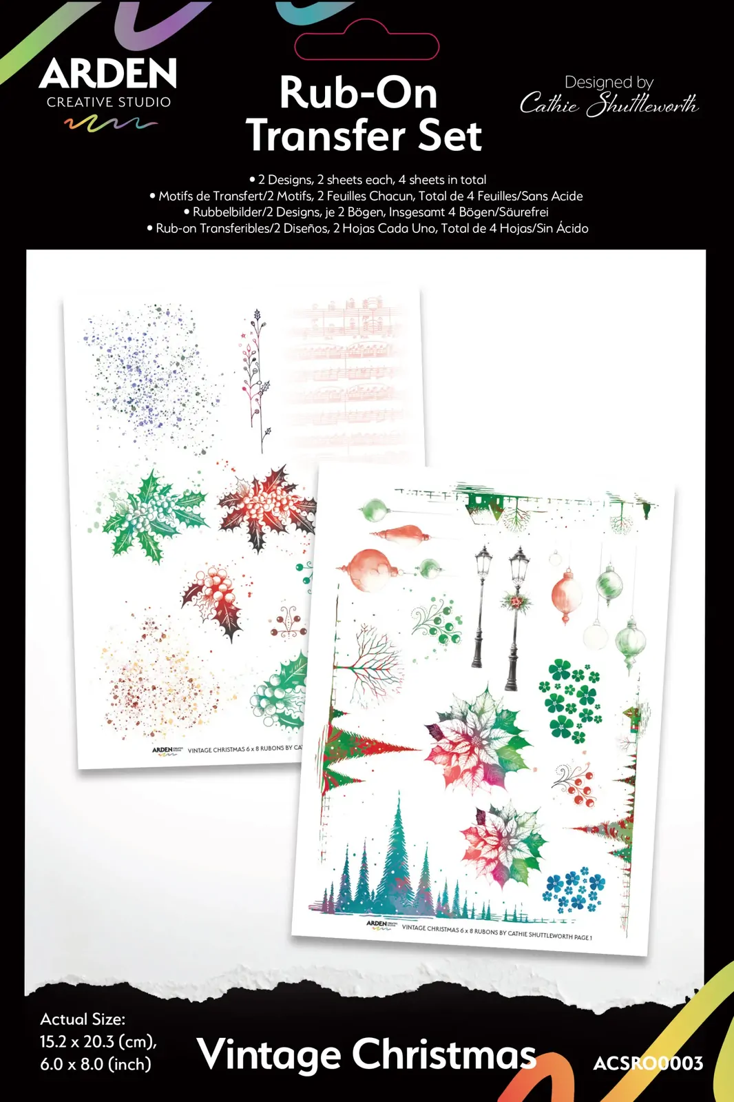 Arden Creative Rub-On Transfer Set - Vintage Christmas
