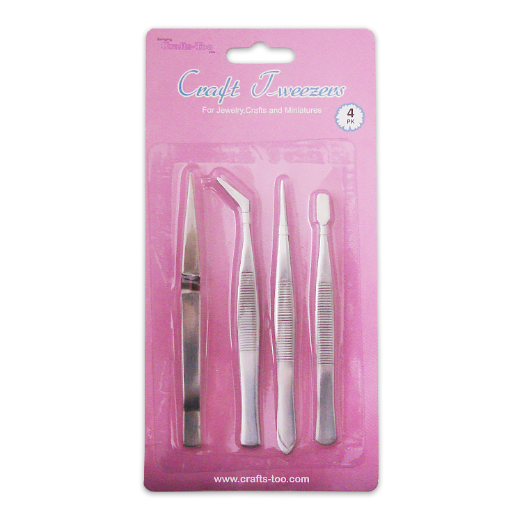 Crafts-Too Craft Precision Tweezers 4pk