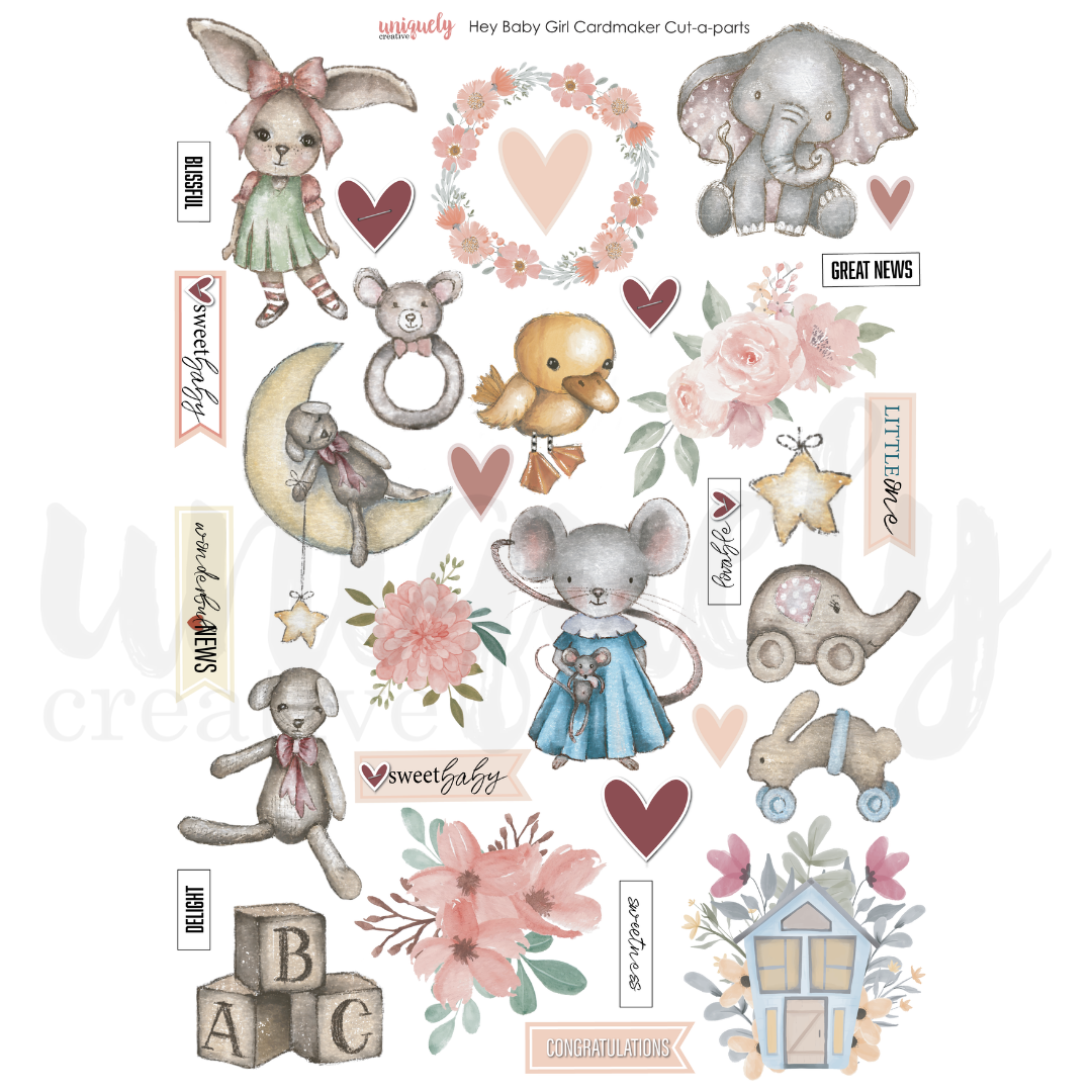 Uniquely Creative Cardmaker Cut-a-Part Sheet Hey Baby Girl