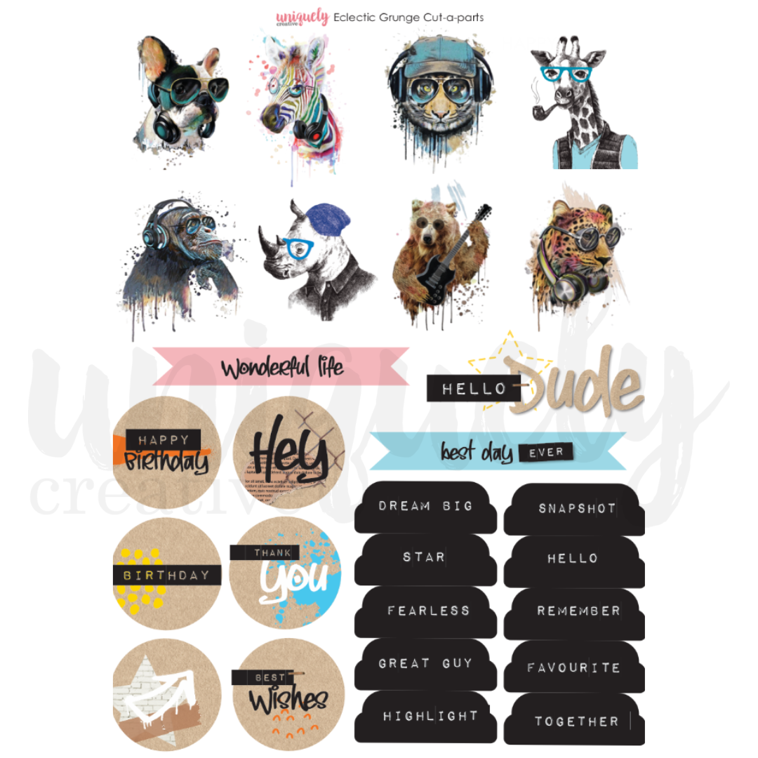 Uniquely Creative Cut-a-Part Sheet Eclectic Grunge