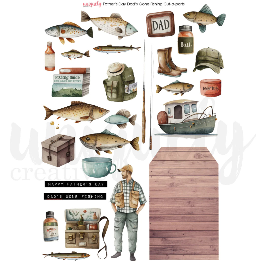 Uniquely Creative Cut-a-Part Sheet Dad’s Gone Fishing