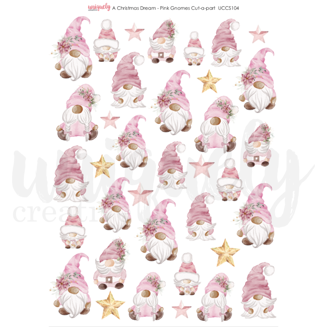 Uniquely Creative Cut-a-Part Sheet A Christmas Dream Pink Gnomes