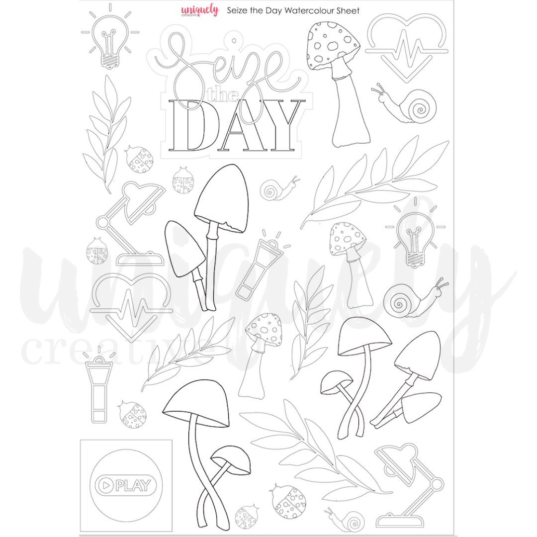 Uniquely Creative Cut-a-Part Sheet Watercolour Seize The Day