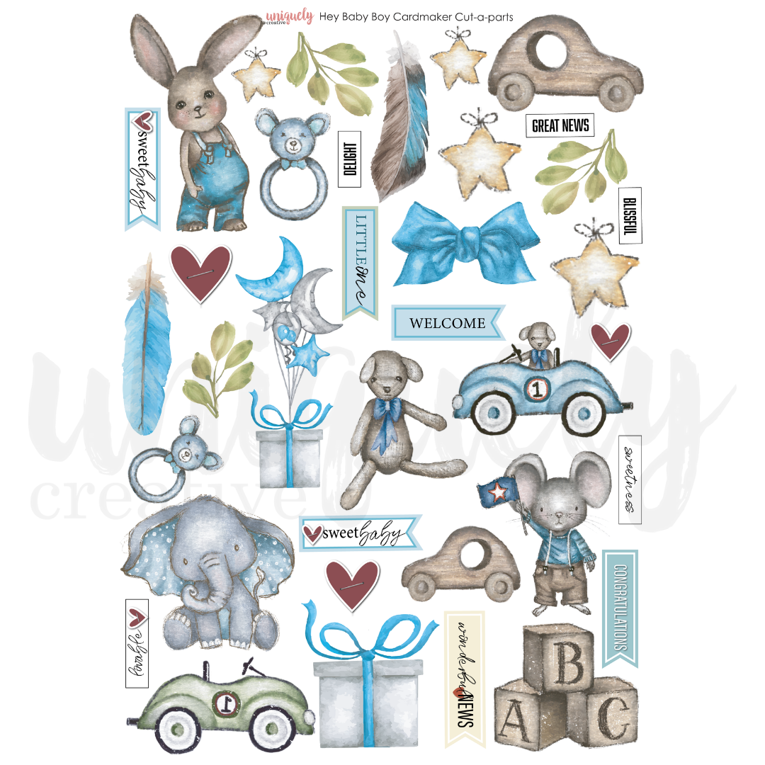 Uniquely Creative Cardmaker Cut-a-Part Sheet Hey Baby Boy