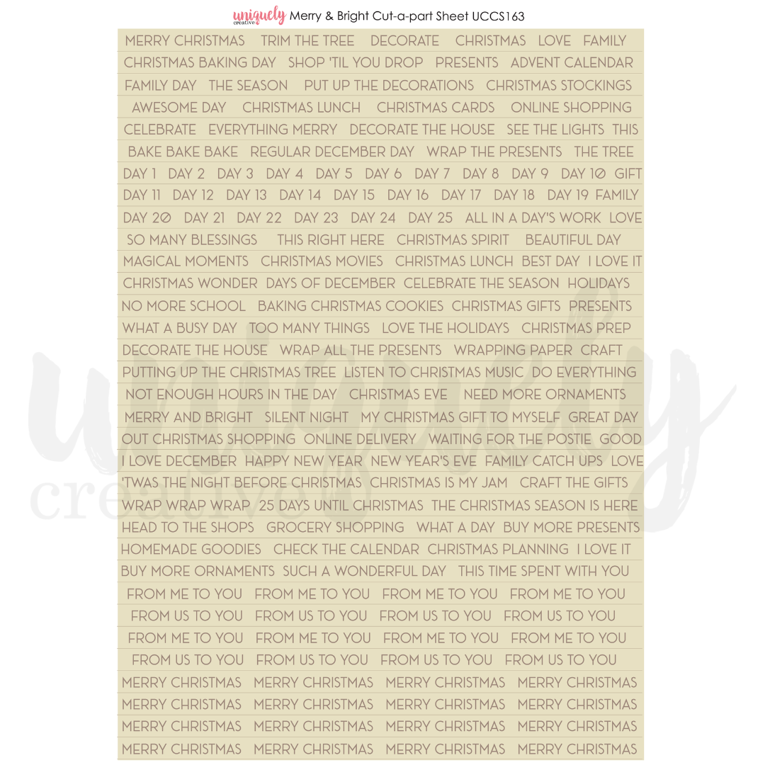 Uniquely Creative Cut-a-Part Sheet Merry and Bright