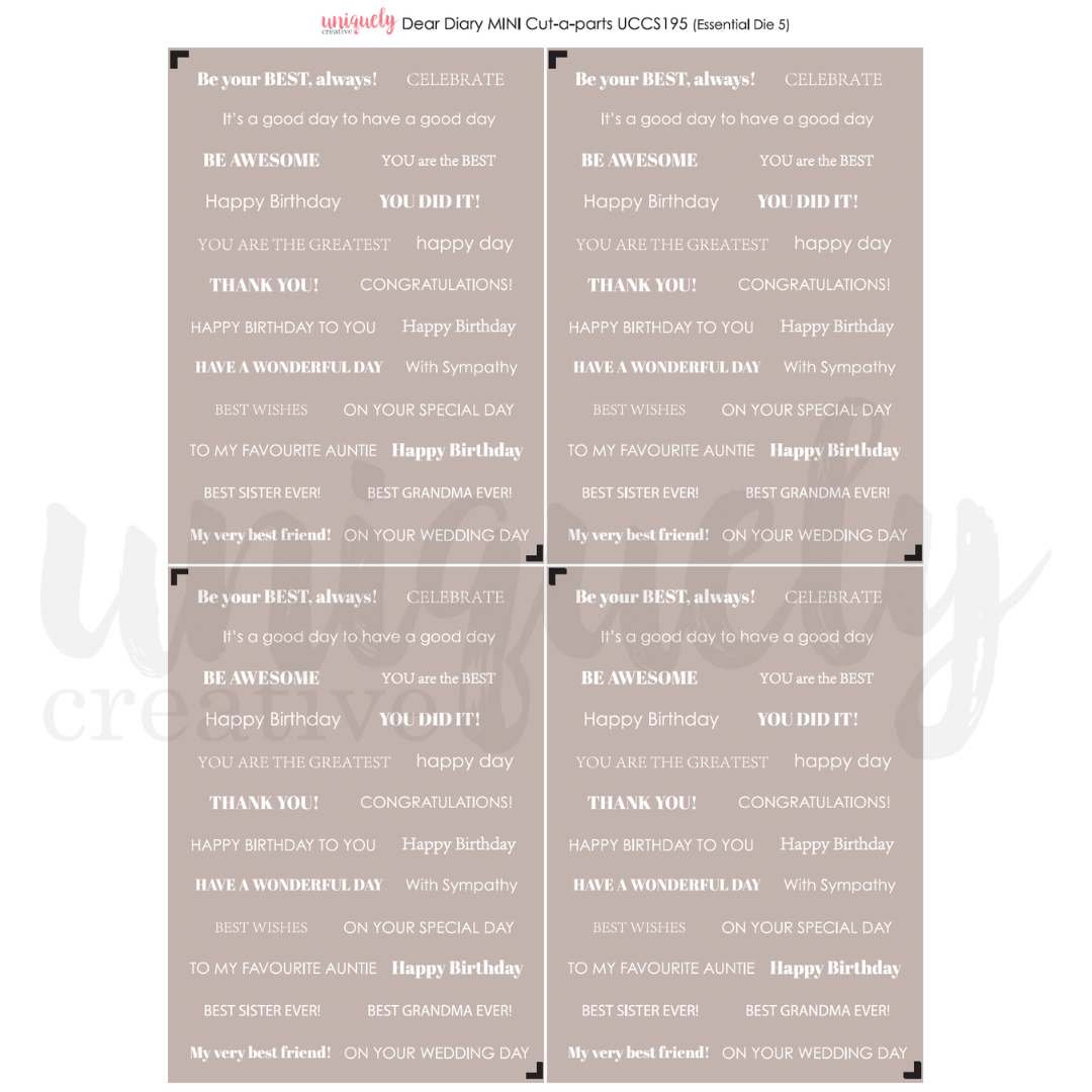 Uniquely Creative Cut-a-Part Sheet Mini - Dear Diary