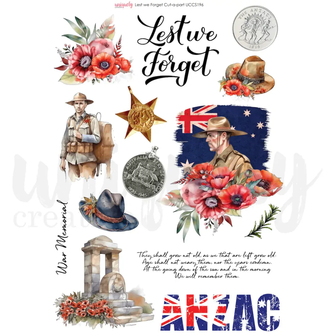 Uniquely Creative Cut-a-Part Sheet Lest We Forget